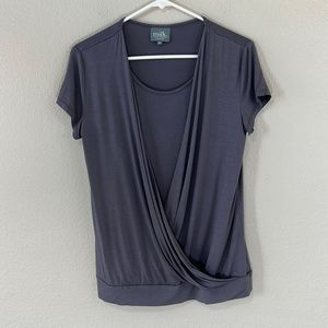 Milk Nursingwear Short Sleeve Faux Wrap Top Size M